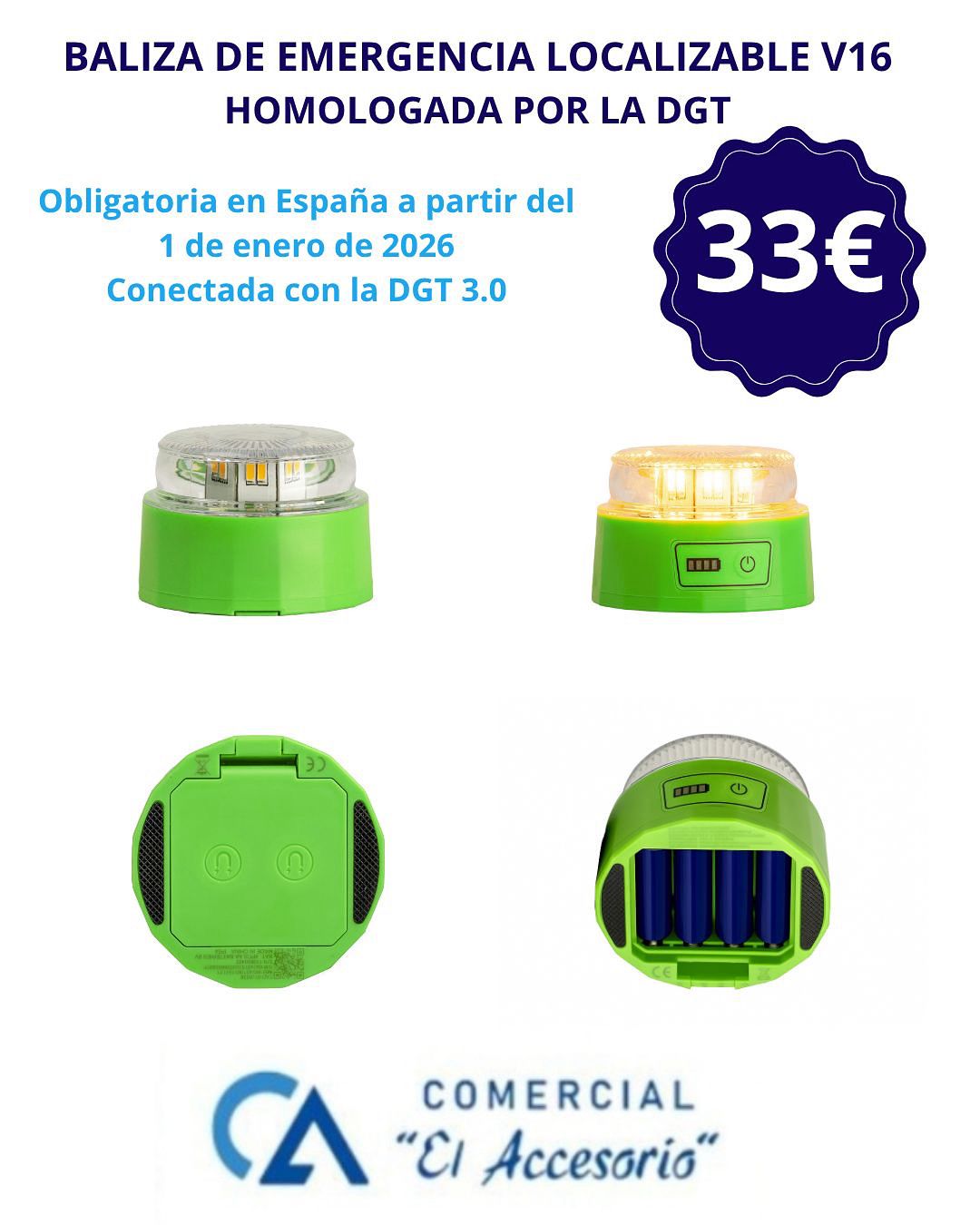 Baliza de emergencia localizable V16 homologada por la DGT